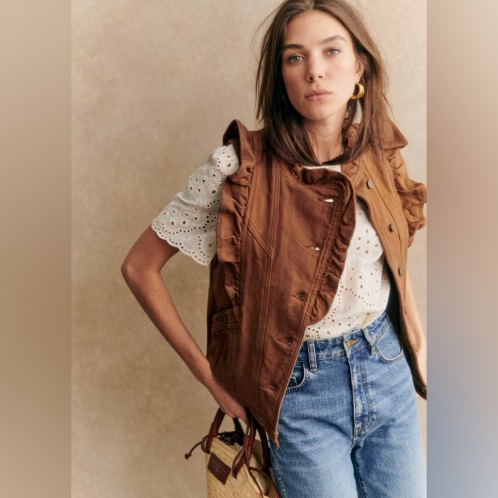 NWT Sezane Faye Jacket Ruffle Vest